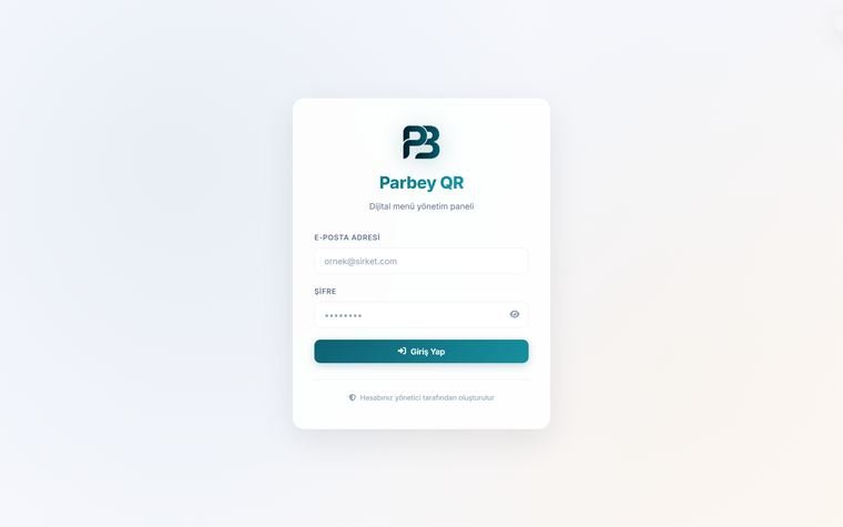 Parbey QR Menü web sitesi ekran görüntüsü