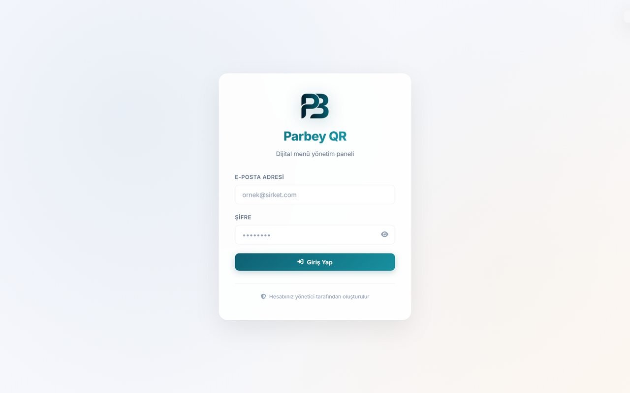 Parbey QR Menü web sitesi masaüstü ekran görüntüsü