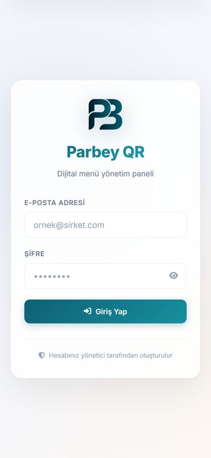 Parbey QR Menü mobil görünümü