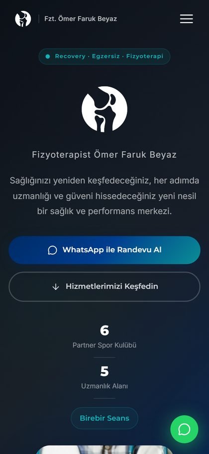 REF Fizyoterapi mobil görünümü