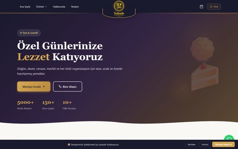 Tadında Lezzetler web sitesi masaüstü görünümü